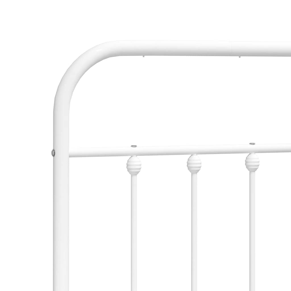 Metal Bed Frame without Mattress with Footboard White 183x213cm