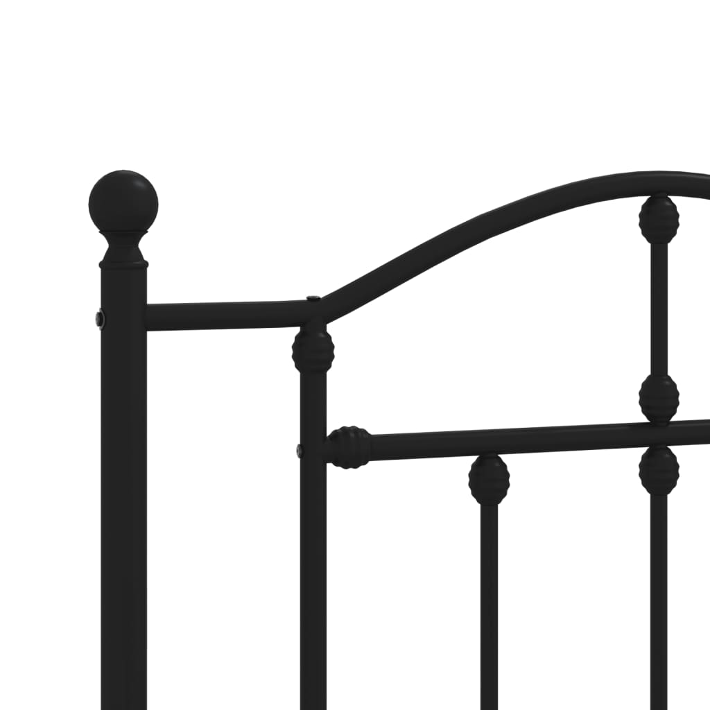 Metal Bed Frame without Mattress with Headboard Black 107x203cm