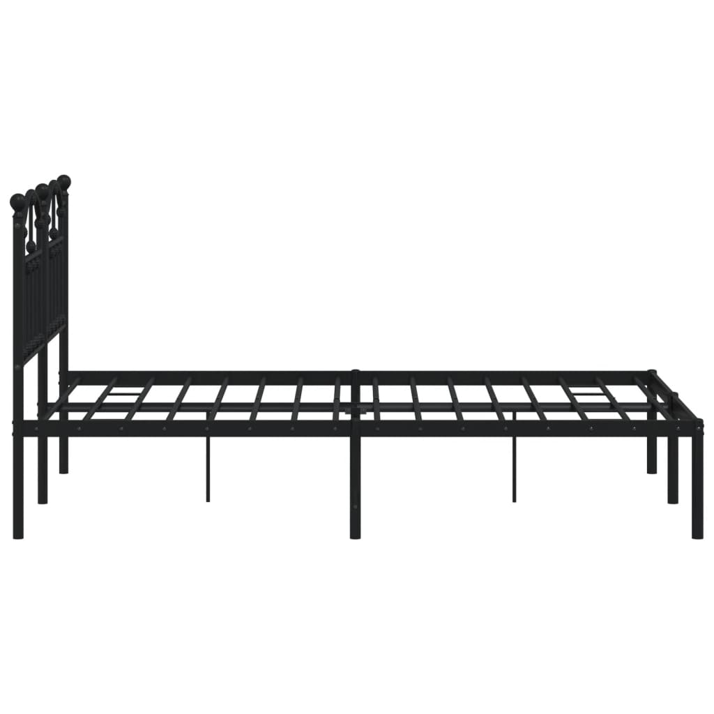 Metal Bed Frame without Mattress with Headboard Black 120x190cm