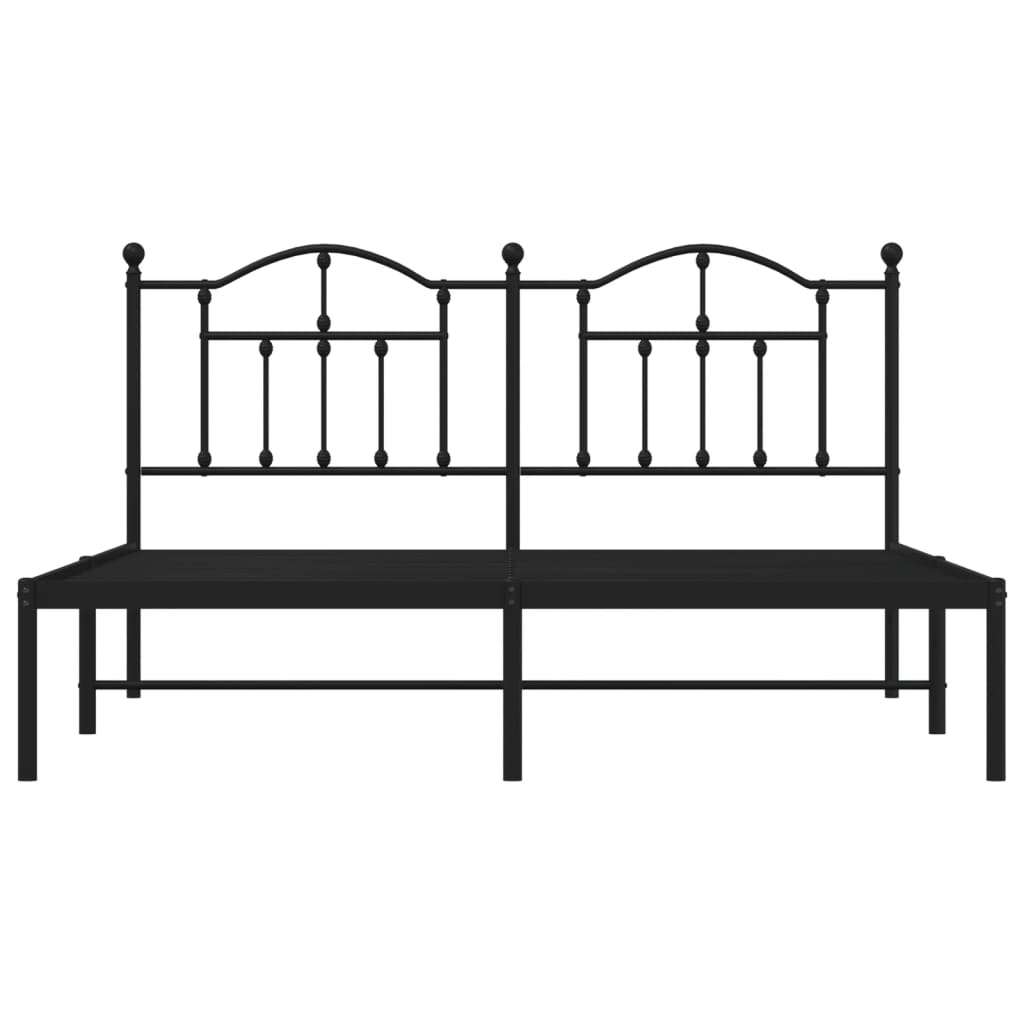 Metal Bed Frame without Mattress with Headboard Black 180x200cm