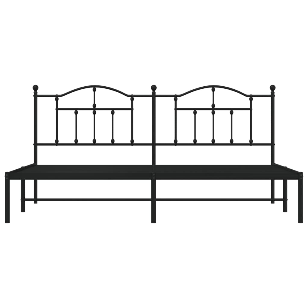 Metal Bed Frame without Mattress with Headboard Black 200x200cm