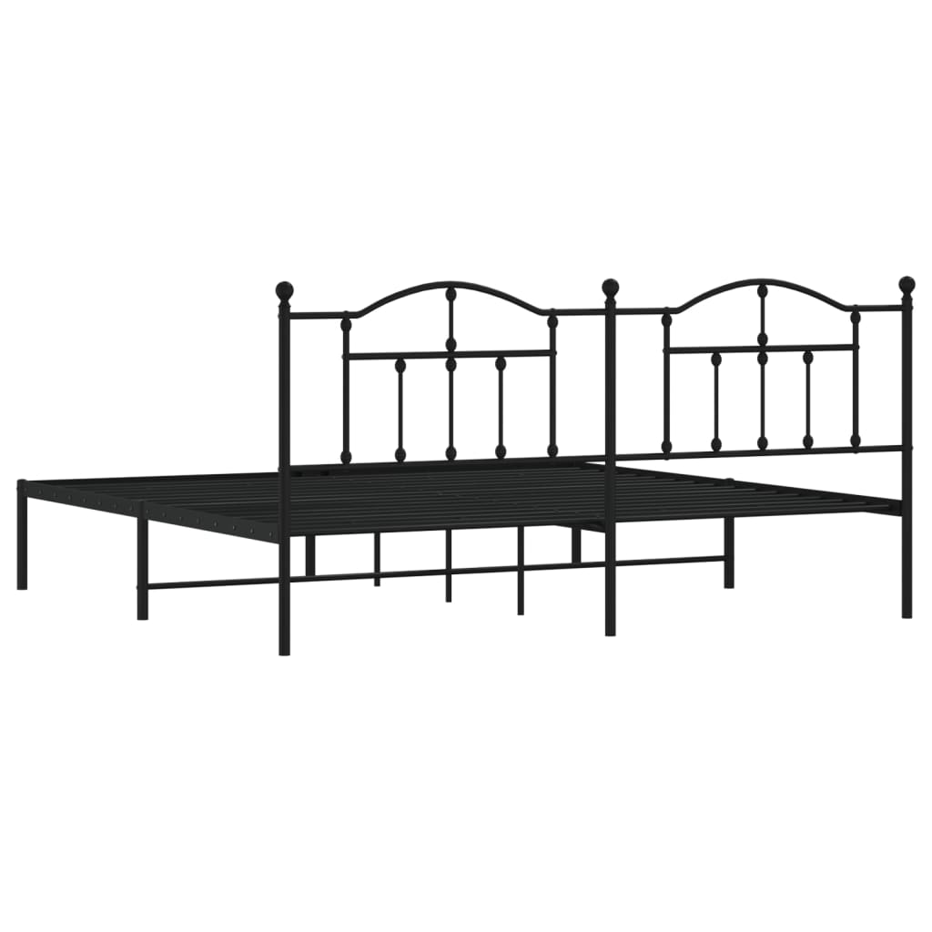 Metal Bed Frame without Mattress with Headboard Black 200x200cm