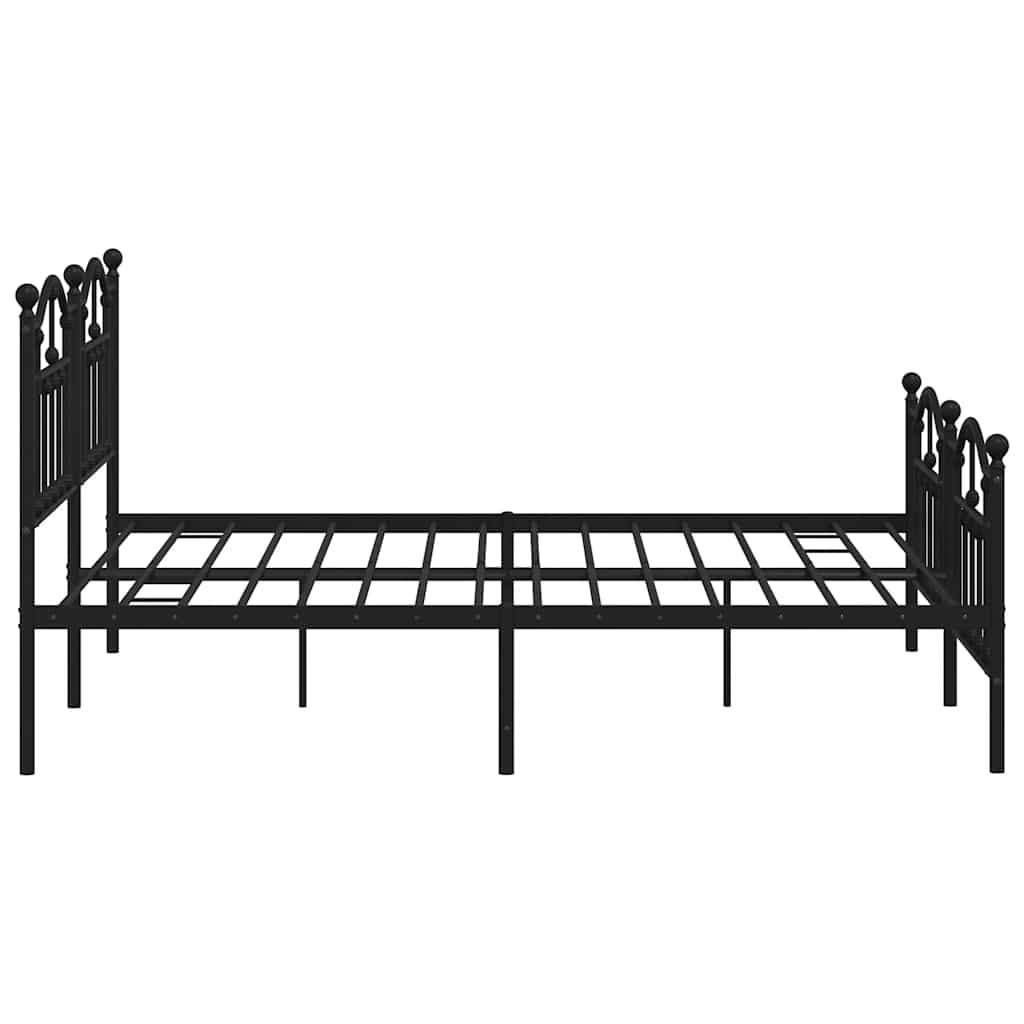 Metal Bed Frame without Mattress with Footboard Black 160x200cm