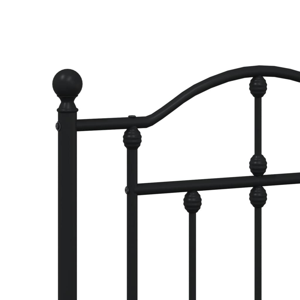 Metal Bed Frame without Mattress with Footboard Black 160x200cm