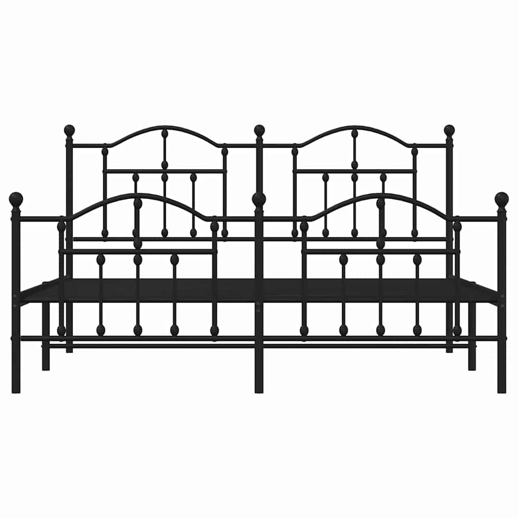 Metal Bed Frame without Mattress with Footboard Black 183x213cm