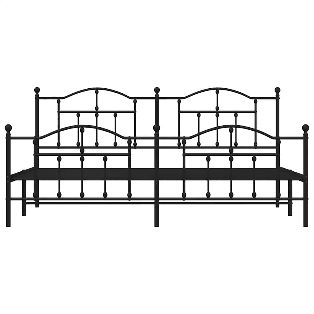Metal Bed Frame without Mattress with Footboard Black 193x203cm