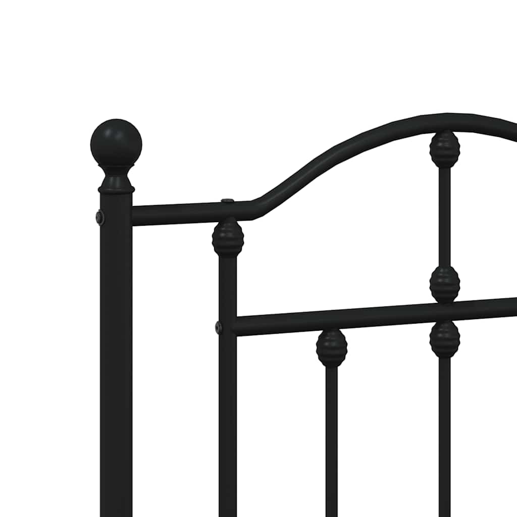 Metal Bed Frame without Mattress with Footboard Black 193x203cm