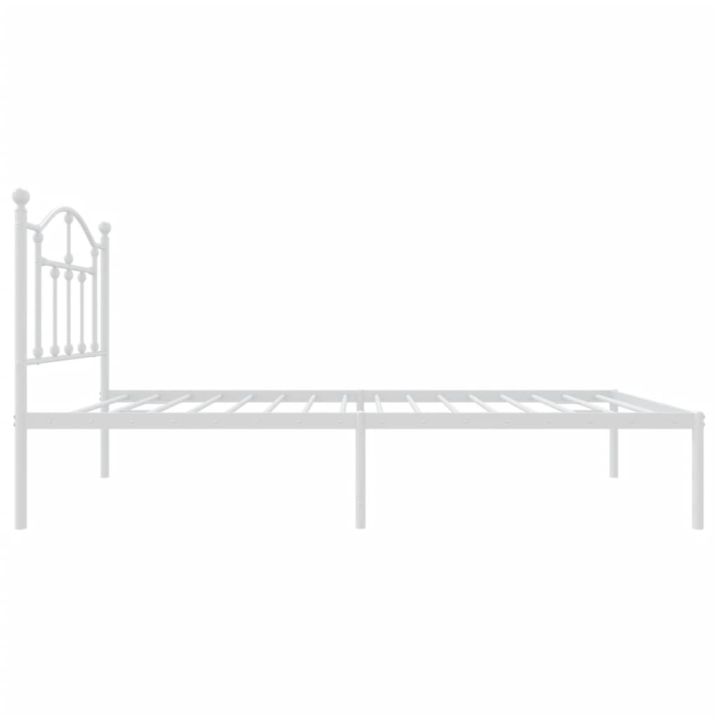 Metal Bed Frame without Mattress with Headboard White 75x190cm