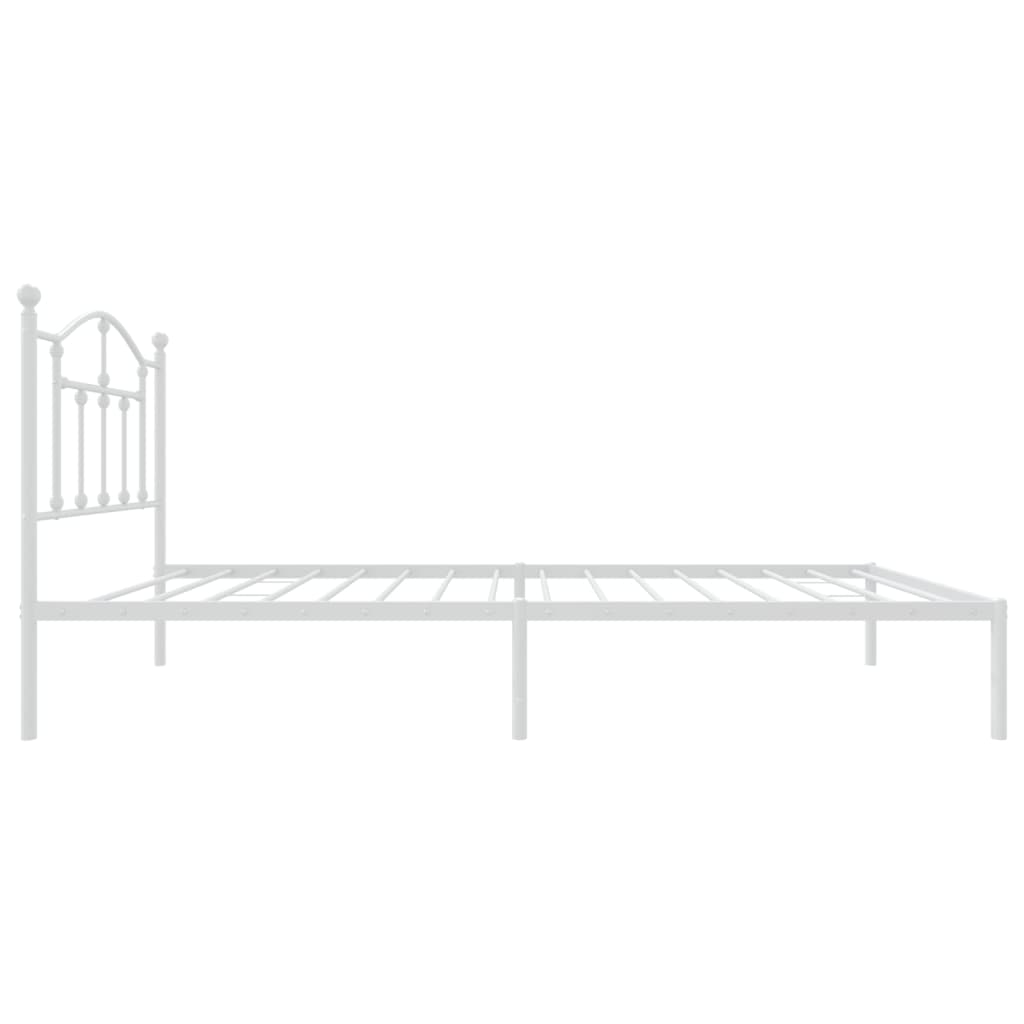 Metal Bed Frame without Mattress with Headboard White 90x190cm