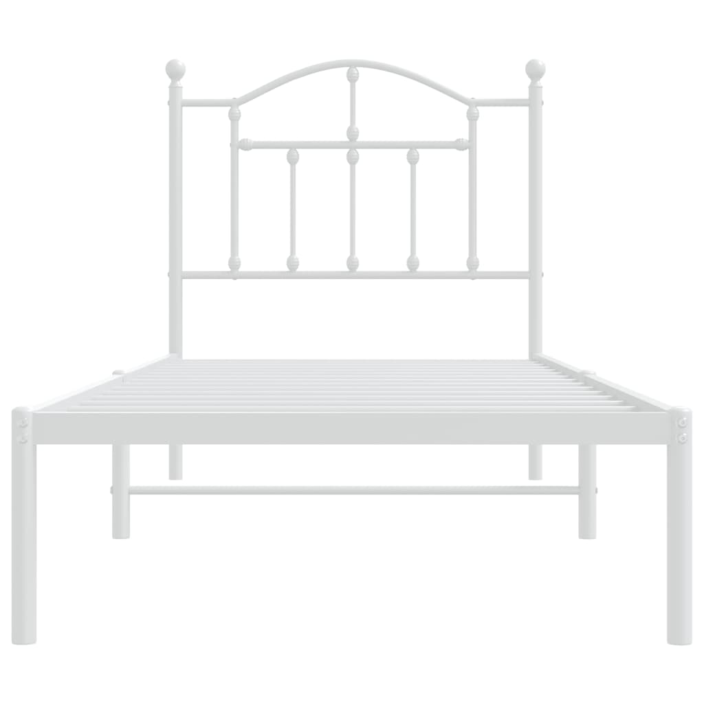 Metal Bed Frame without Mattress with Headboard White 90x200cm