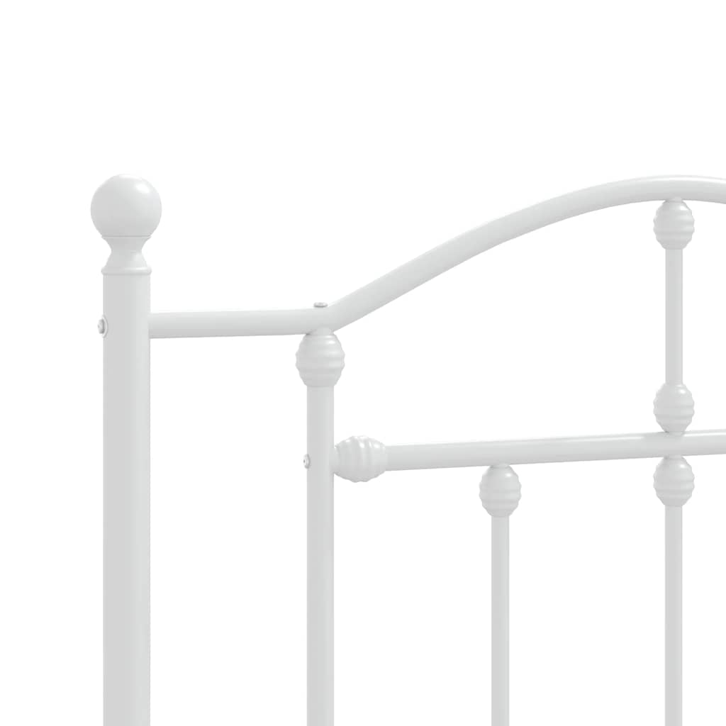 Metal Bed Frame without Mattress with Headboard White 100x190cm