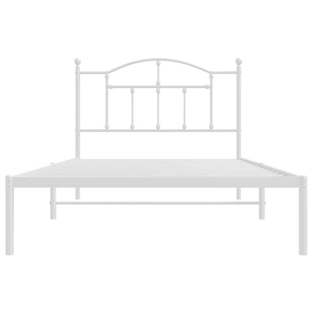 Metal Bed Frame without Mattress with Headboard White 100x200cm