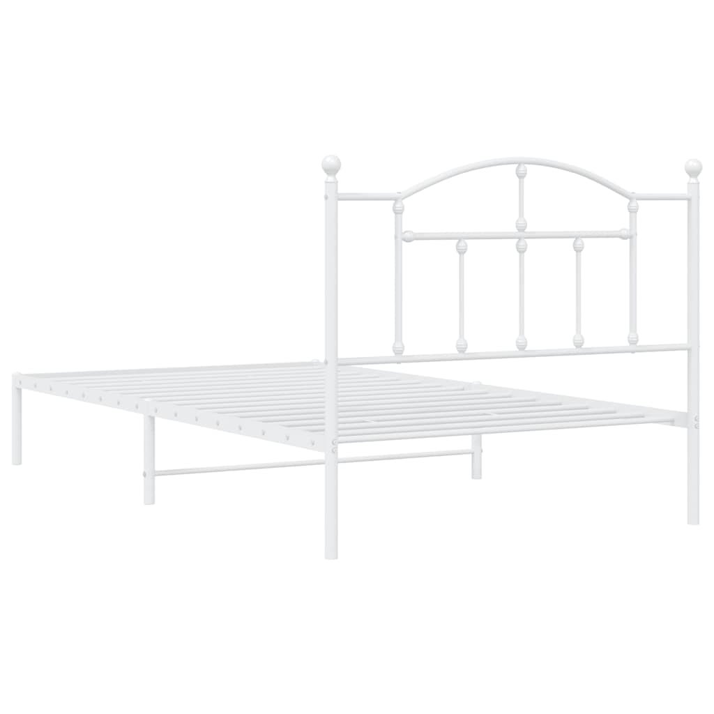 Metal Bed Frame without Mattress with Headboard White 100x200cm
