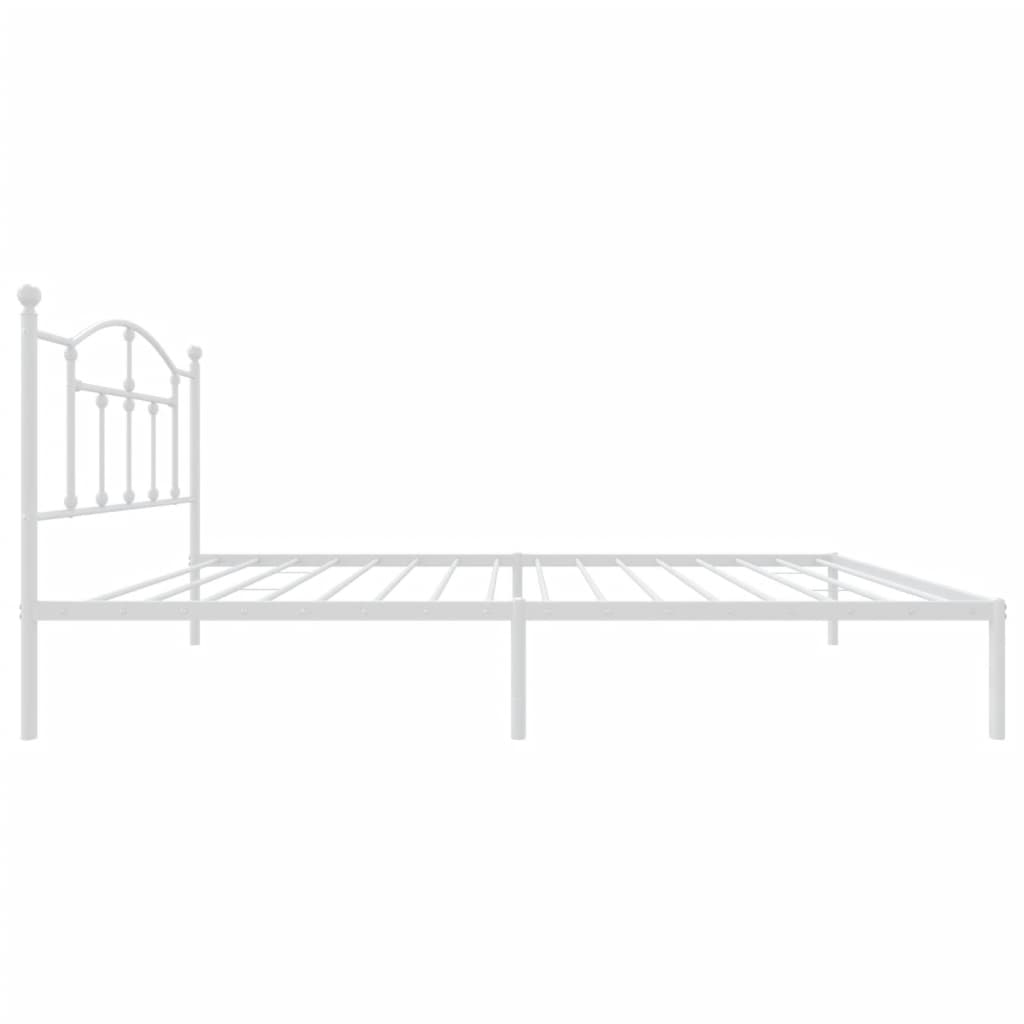 Metal Bed Frame without Mattress with Headboard White 107x203cm