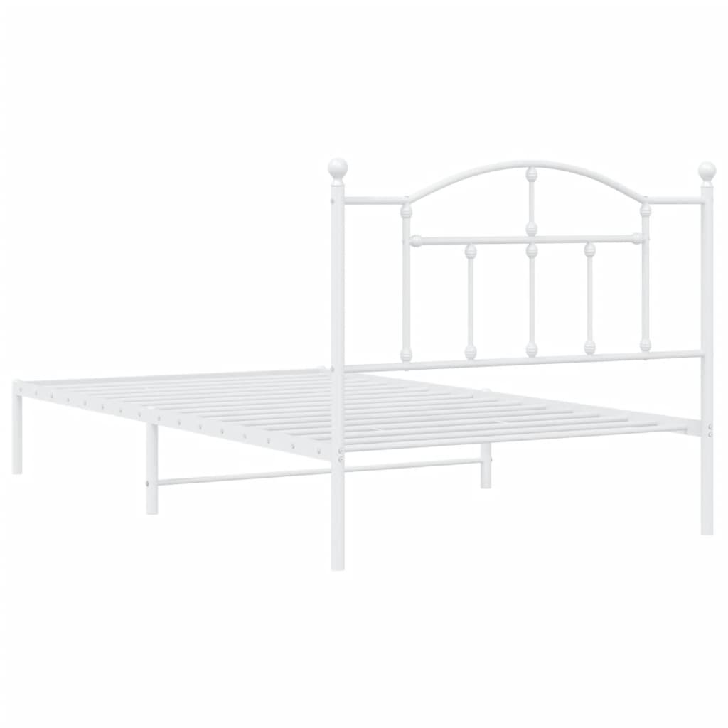 Metal Bed Frame without Mattress with Headboard White 107x203cm