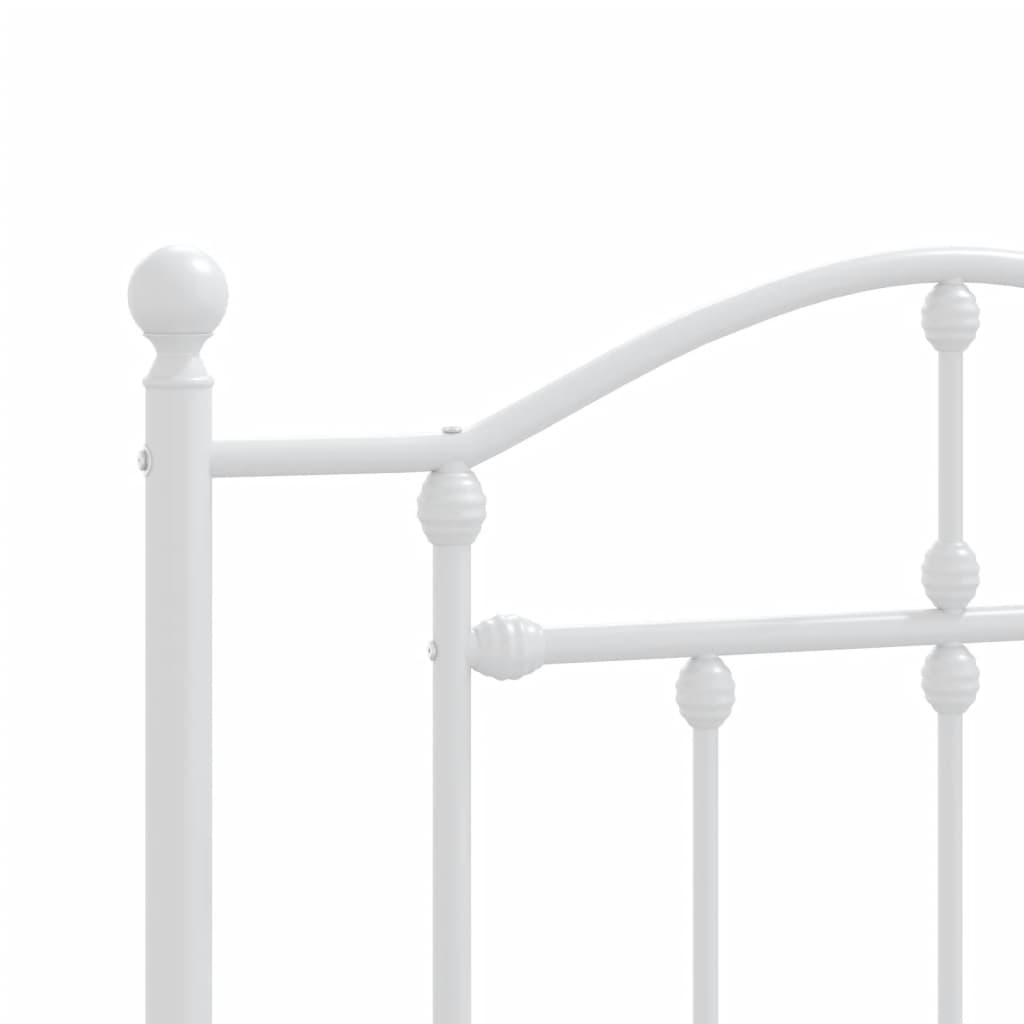Metal Bed Frame without Mattress with Headboard White 107x203cm