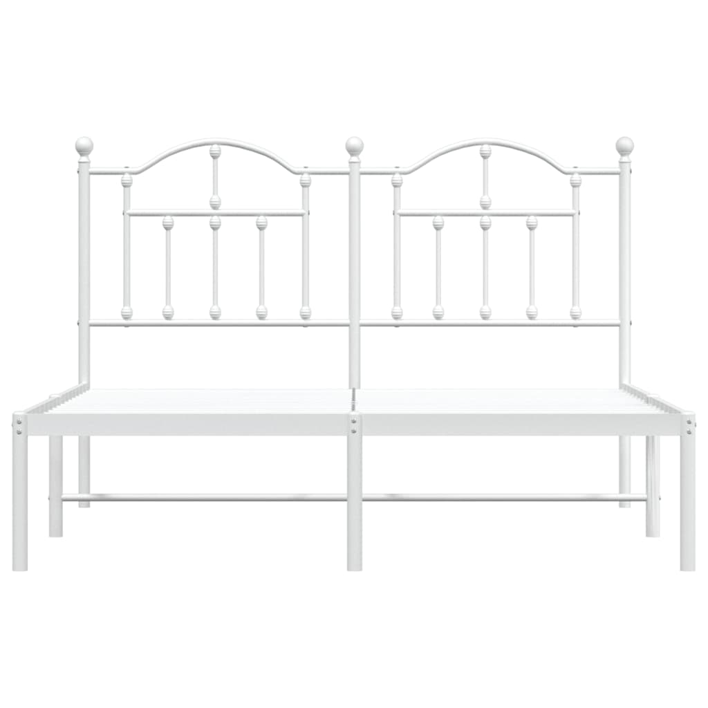 Metal Bed Frame without Mattress with Headboard White 135x190cm