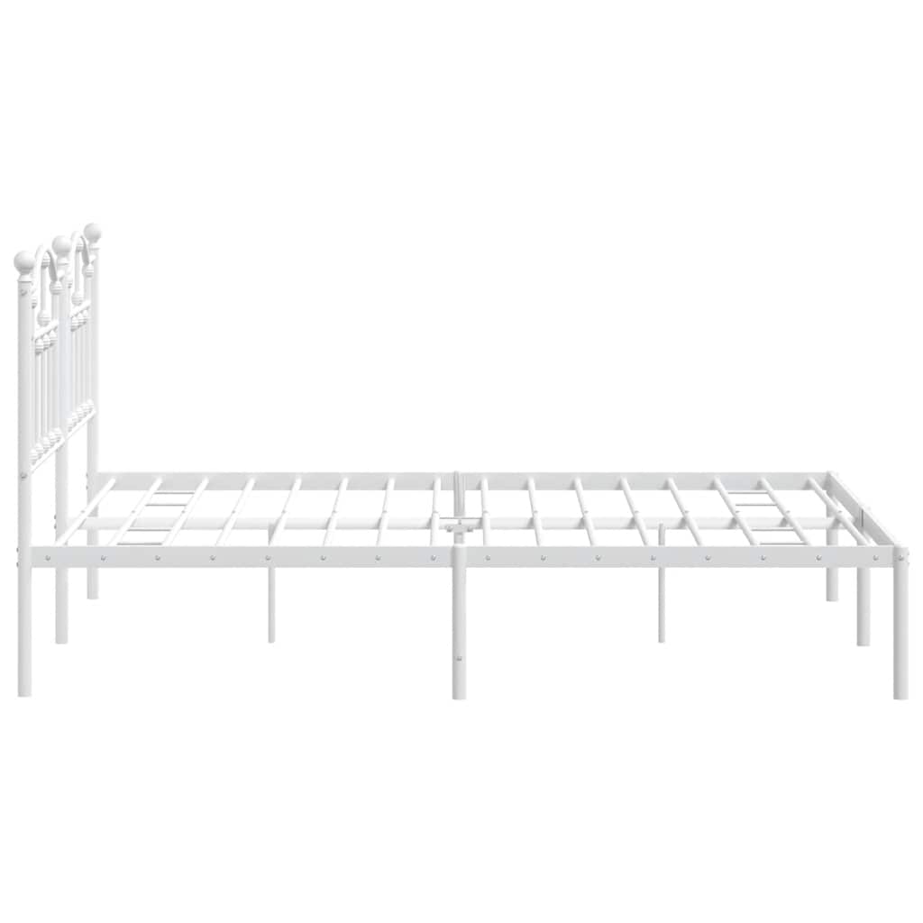 Metal Bed Frame without Mattress with Headboard White 135x190cm