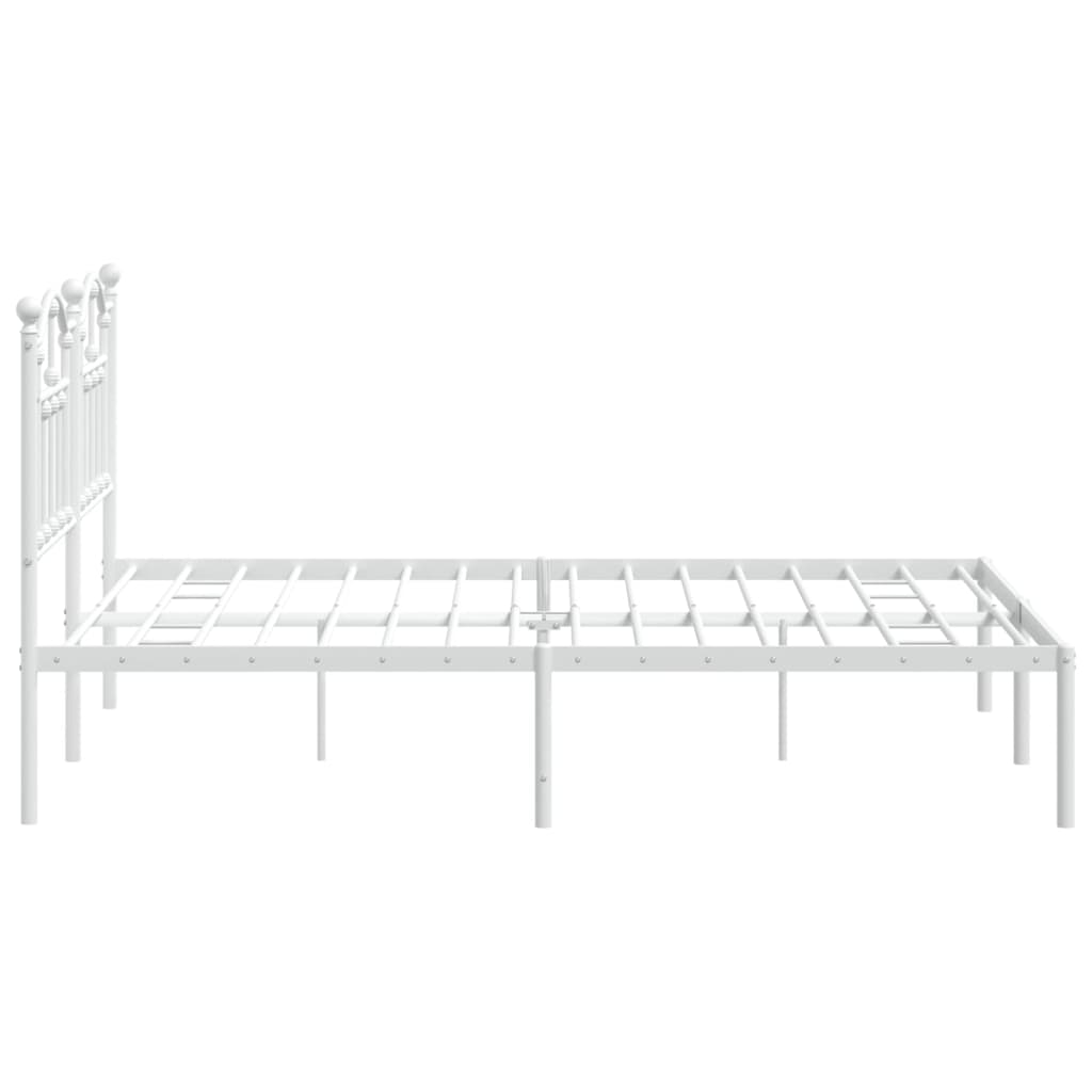Metal Bed Frame without Mattress with Headboard White 140x190cm