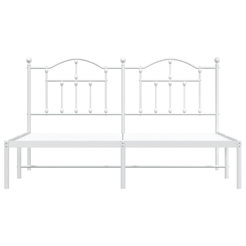 Metal Bed Frame without Mattress with Headboard White 183x213cm