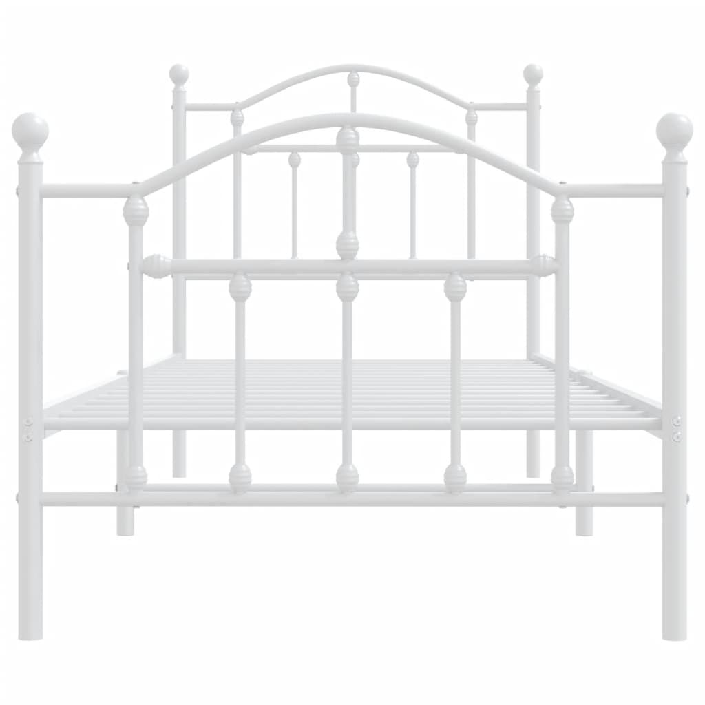 Metal Bed Frame without Mattress with Footboard White 90x190cm