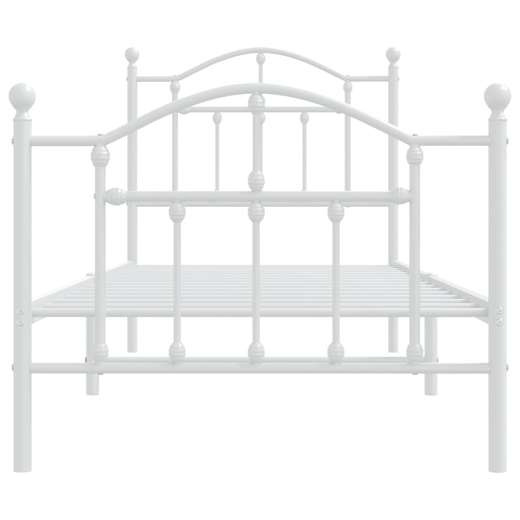 Metal Bed Frame without Mattress with Footboard White 90x200cm