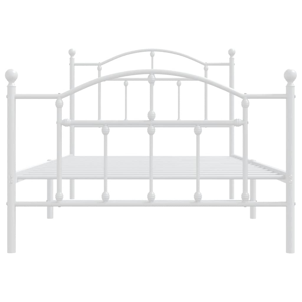 Metal Bed Frame without Mattress with Footboard White 100x190cm