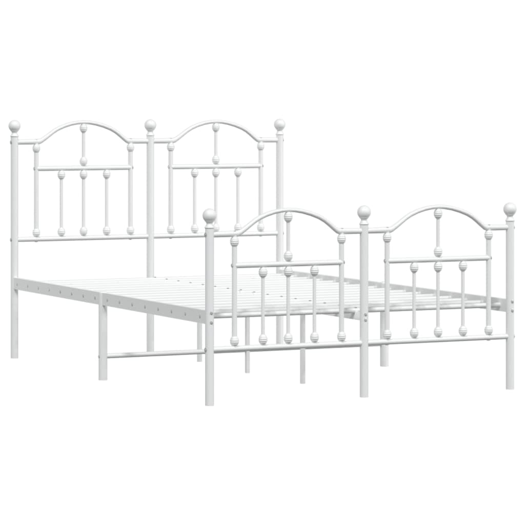 Metal Bed Frame without Mattress with Footboard White 120x200cm