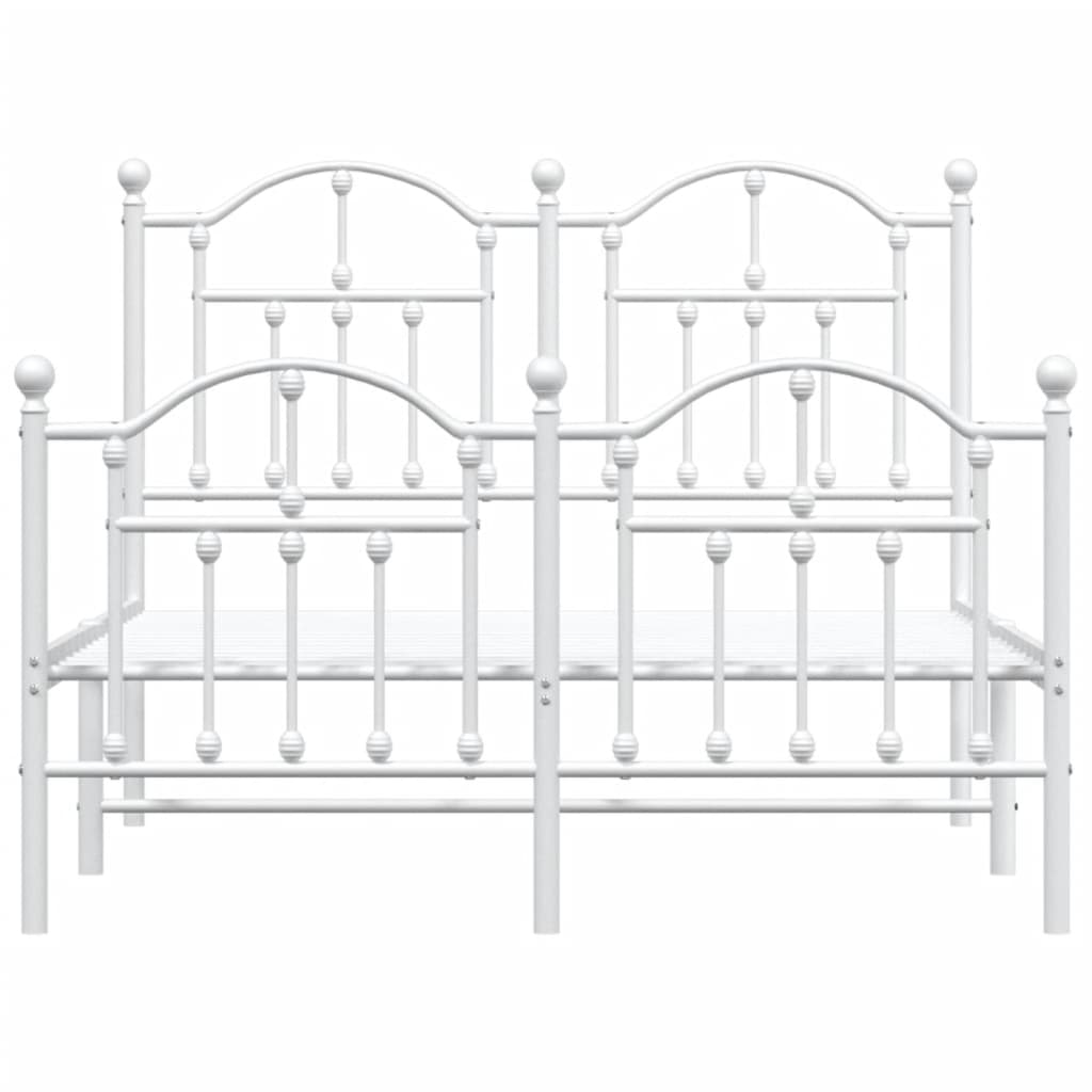 Metal Bed Frame without Mattress with Footboard White 120x200cm