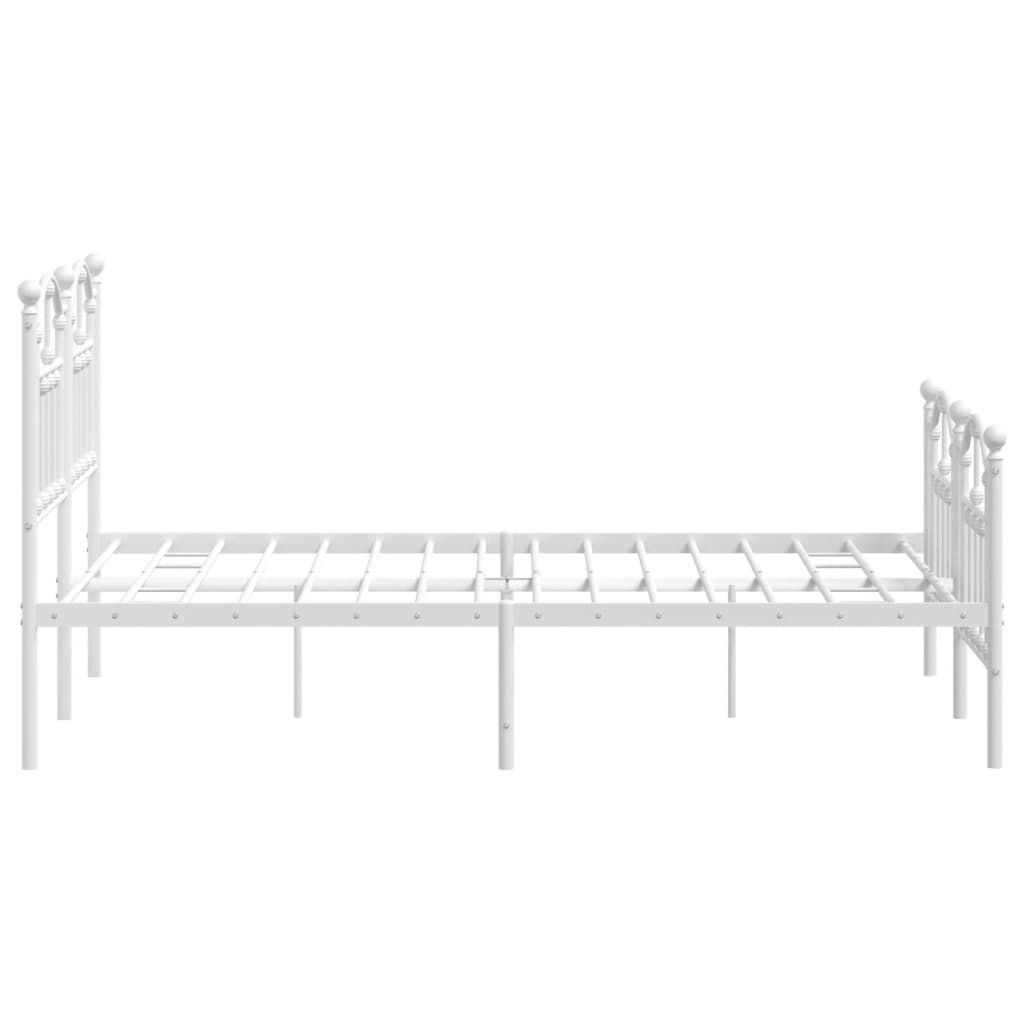 Metal Bed Frame without Mattress with Footboard White 120x200cm