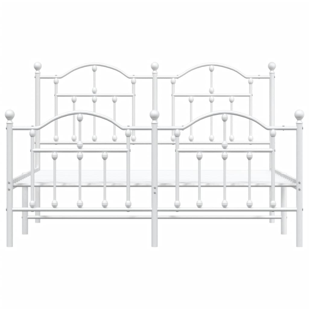 Metal Bed Frame without Mattress with Footboard White 140x190cm