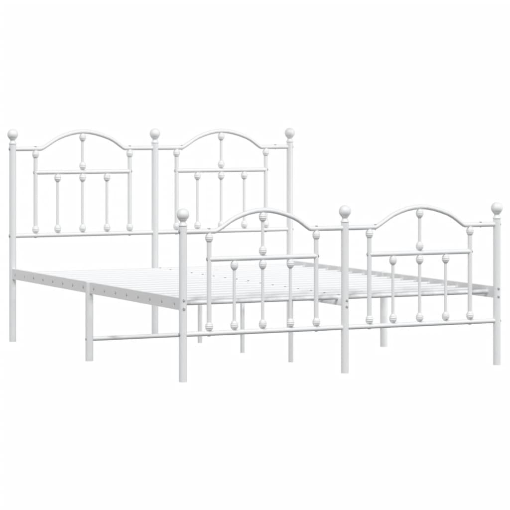 Metal Bed Frame without Mattress with Footboard White 140x200cm