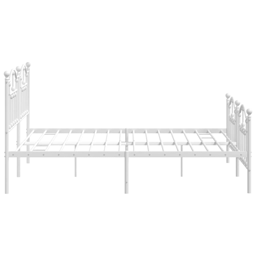 Metal Bed Frame without Mattress with Footboard White 180x200cm