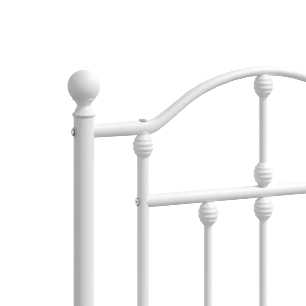 Metal Bed Frame without Mattress with Footboard White 180x200cm