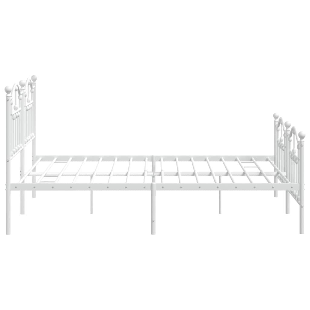 Metal Bed Frame without Mattress with Footboard White 183x213cm
