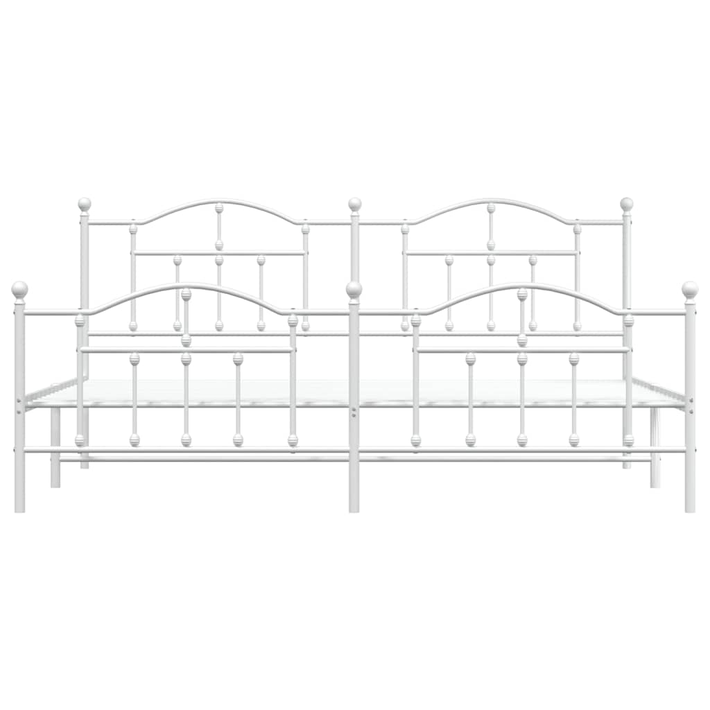 Metal Bed Frame without Mattress with Footboard White 193x203cm