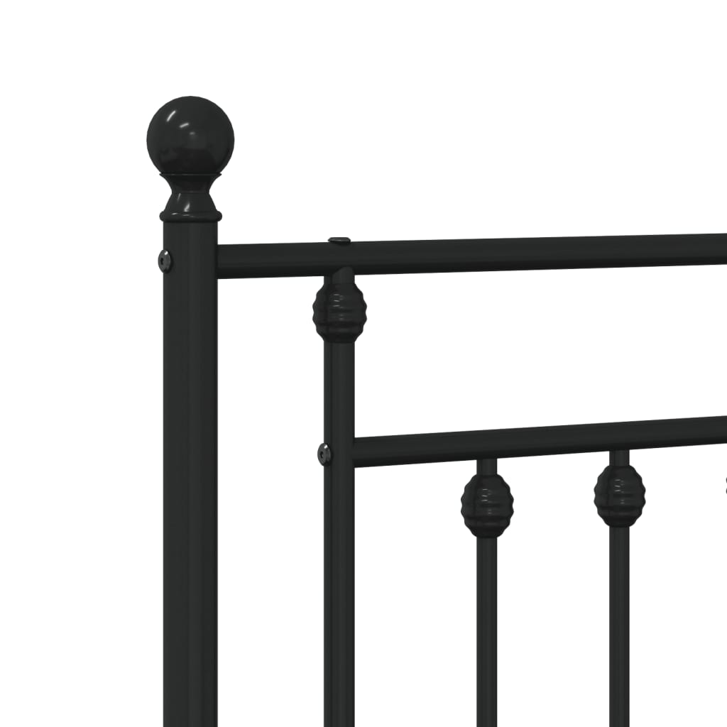 Metal Bed Frame without Mattress with Headboard Black 107x203cm