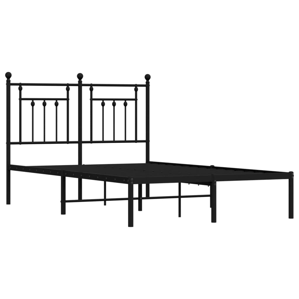 Metal Bed Frame without Mattress with Headboard Black 120x200cm
