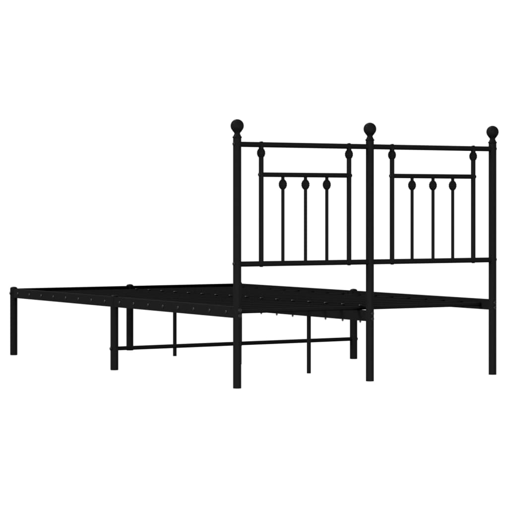 Metal Bed Frame without Mattress with Headboard Black 120x200cm