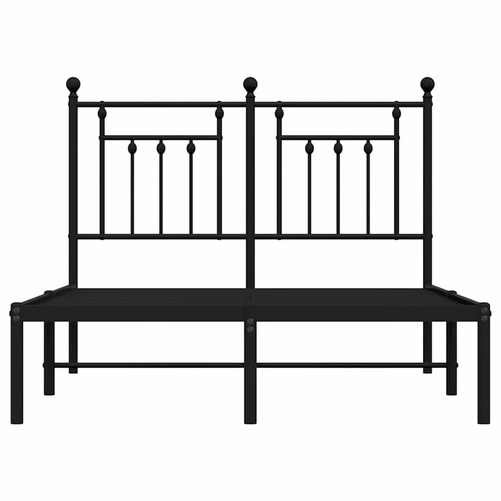 Metal Bed Frame without Mattress with Headboard Black 135x190cm