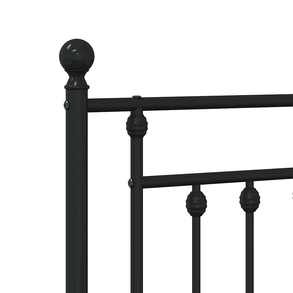 Metal Bed Frame without Mattress with Headboard Black 183x213cm