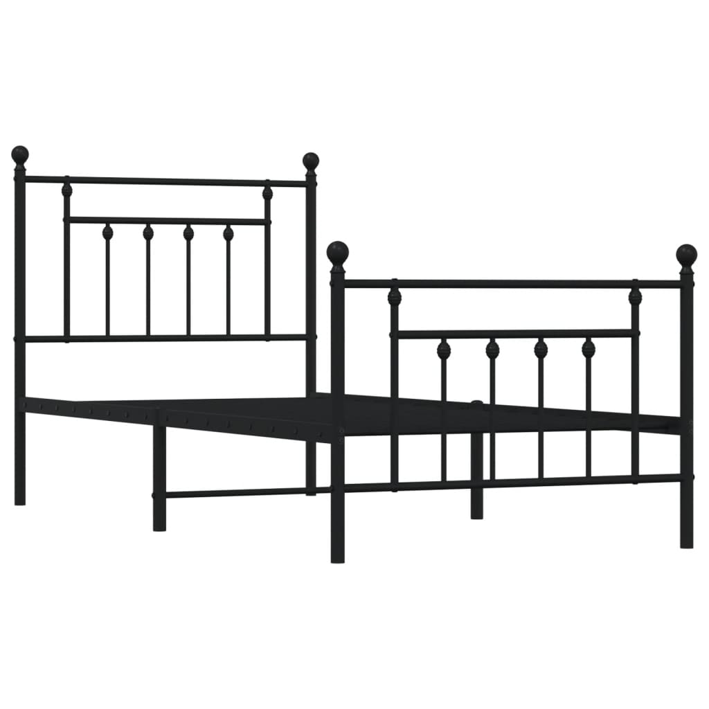 Metal Bed Frame without Mattress with Footboard Black 80x200cm