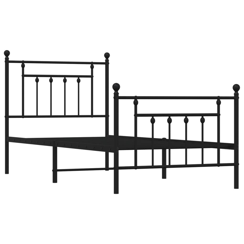 Metal Bed Frame without Mattress with Footboard Black 90x200cm