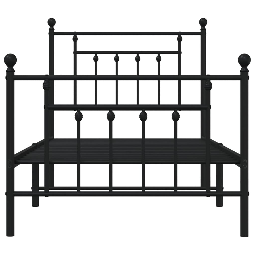 Metal Bed Frame without Mattress with Footboard Black 90x200cm
