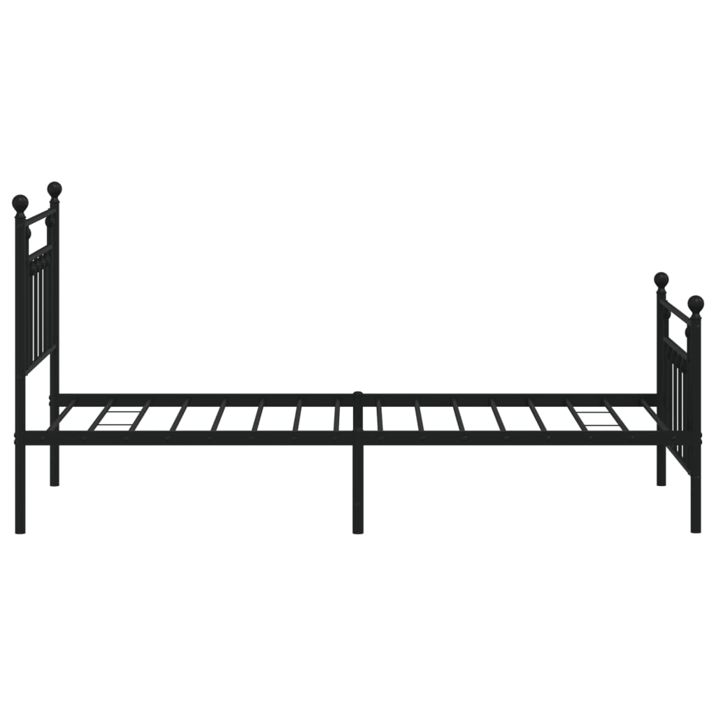 Metal Bed Frame without Mattress with Footboard Black 90x200cm