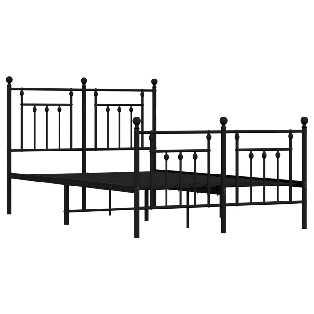 Metal Bed Frame without Mattress with Footboard Black 120x190cm