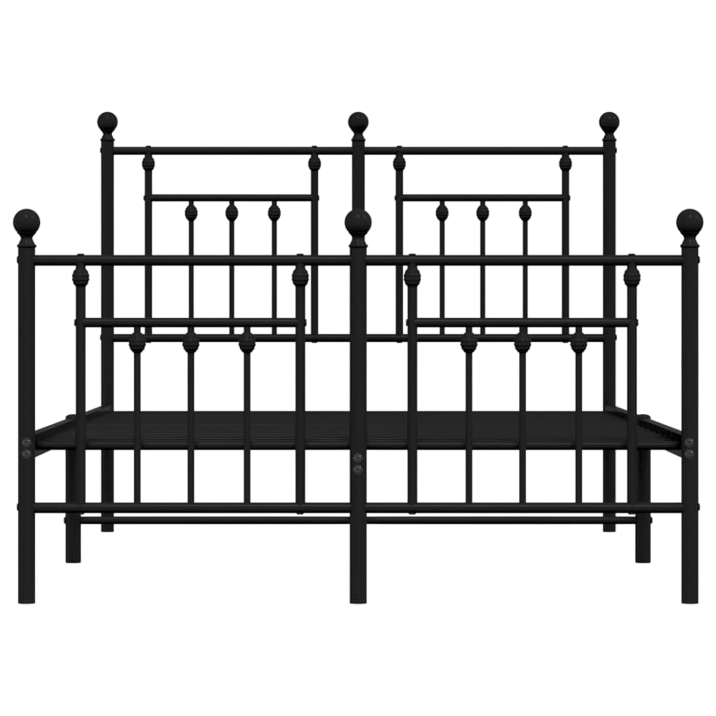 Metal Bed Frame without Mattress with Footboard Black 120x190cm