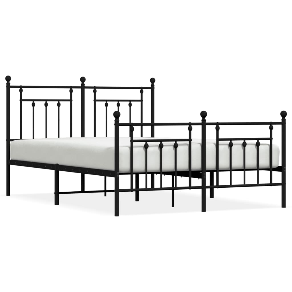 Metal Bed Frame without Mattress with Footboard Black 140x190cm