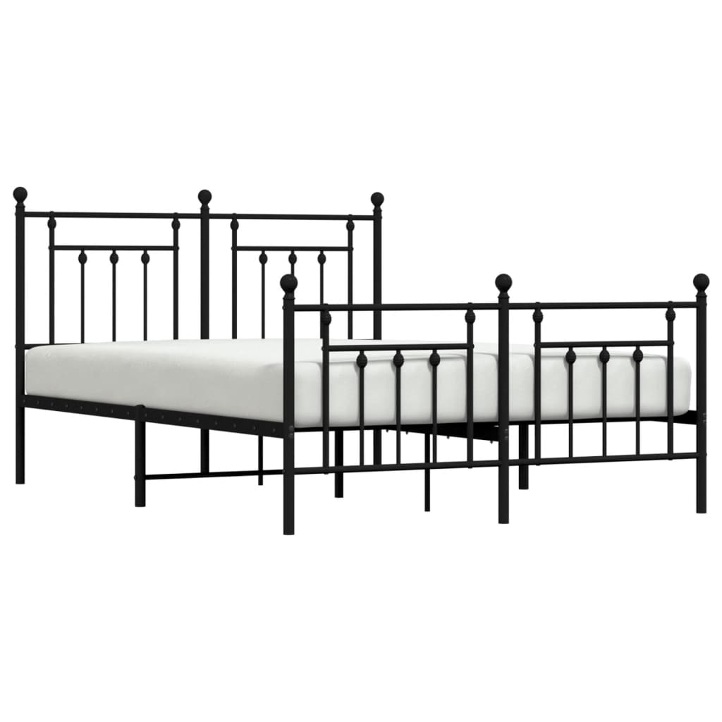 Metal Bed Frame without Mattress with Footboard Black 140x190cm