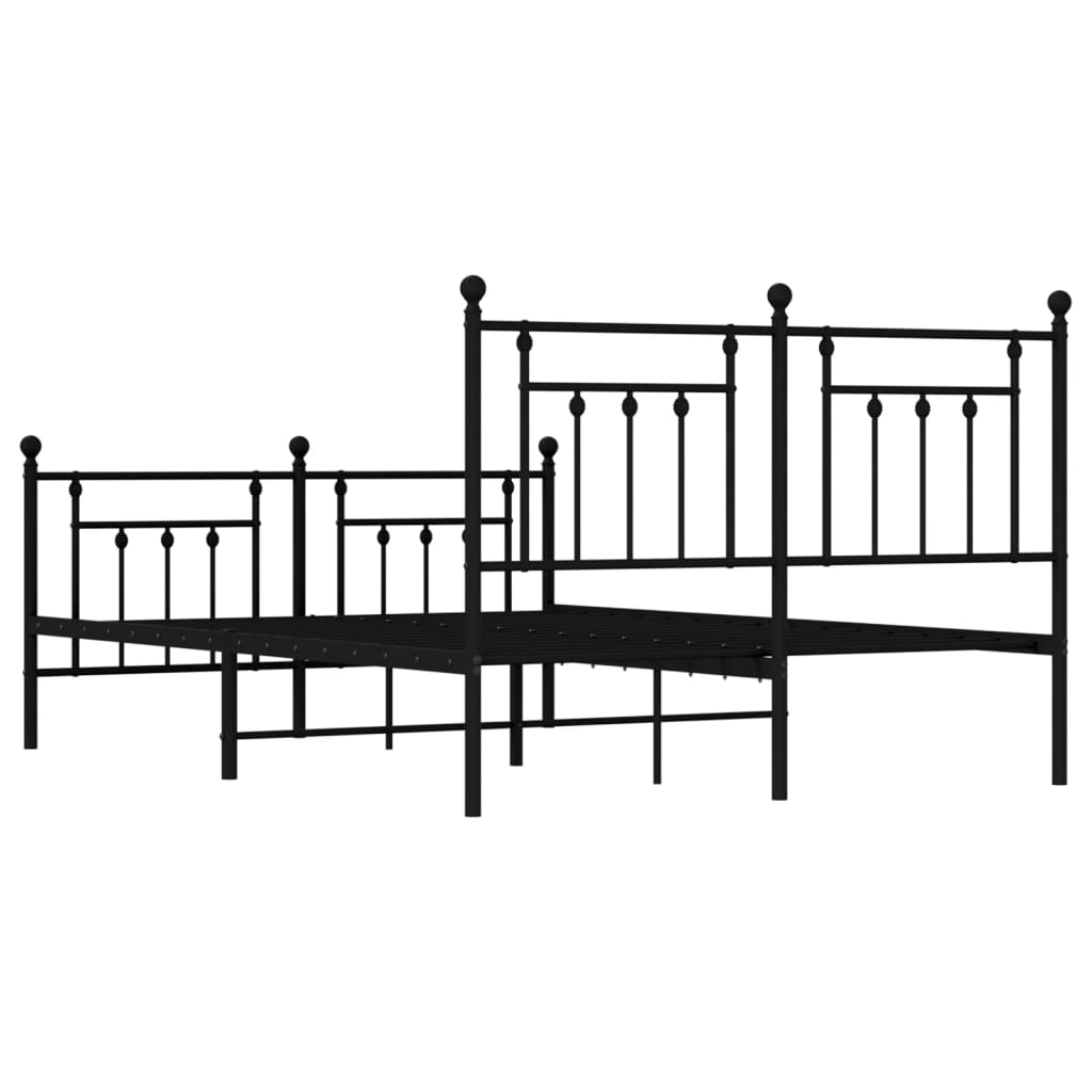 Metal Bed Frame without Mattress with Footboard Black 140x190cm
